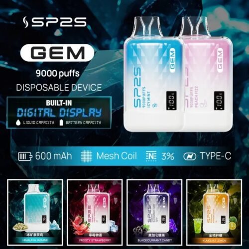 sp2s一次性電子煙9000口-主圖1 🌈SP2S GEM 拋棄式9000口可充電一次性電子煙 液晶屏電亮顯示🔥 現貨當日出